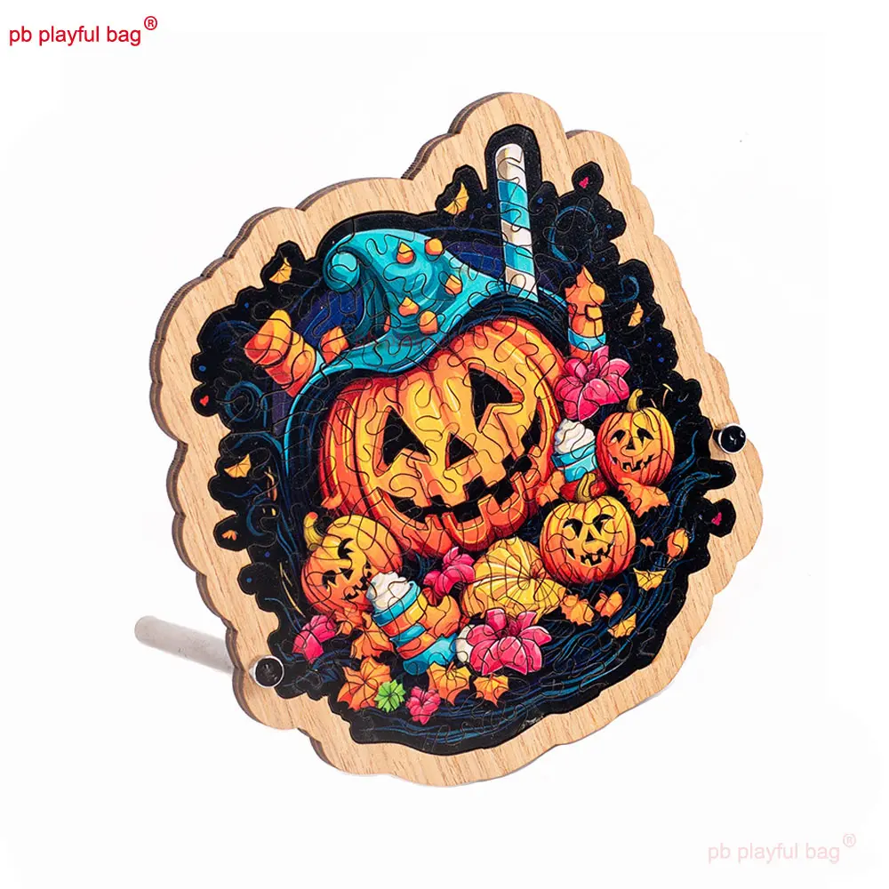 59PCS Wooden Puzzle Halloween Pumpkin Halloween Puzzle Fun Gift Series Children's Educational Toys Creative Decoration UG362