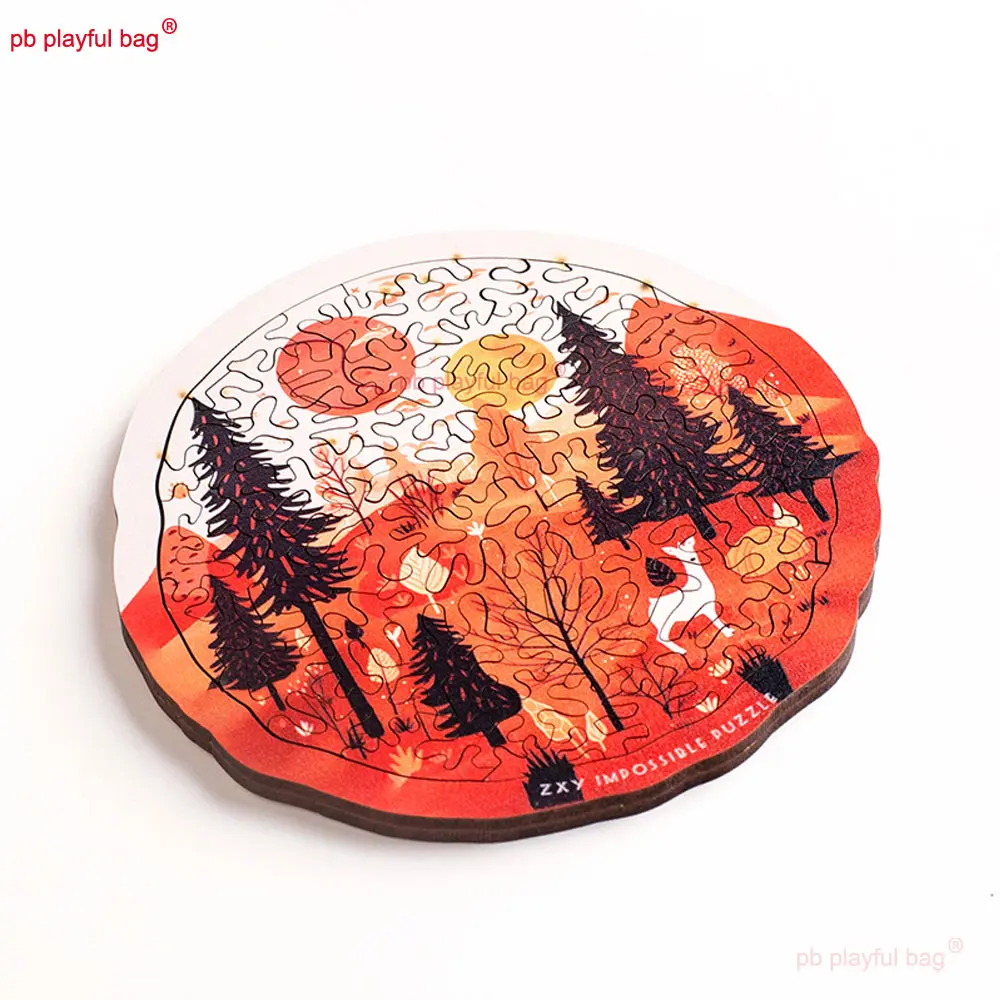 70PCS Wooden Puzzle Autumn Forest High Difficulty Puzzle Fun Gift Series Children's Educational Toys Creative Decoration UG363