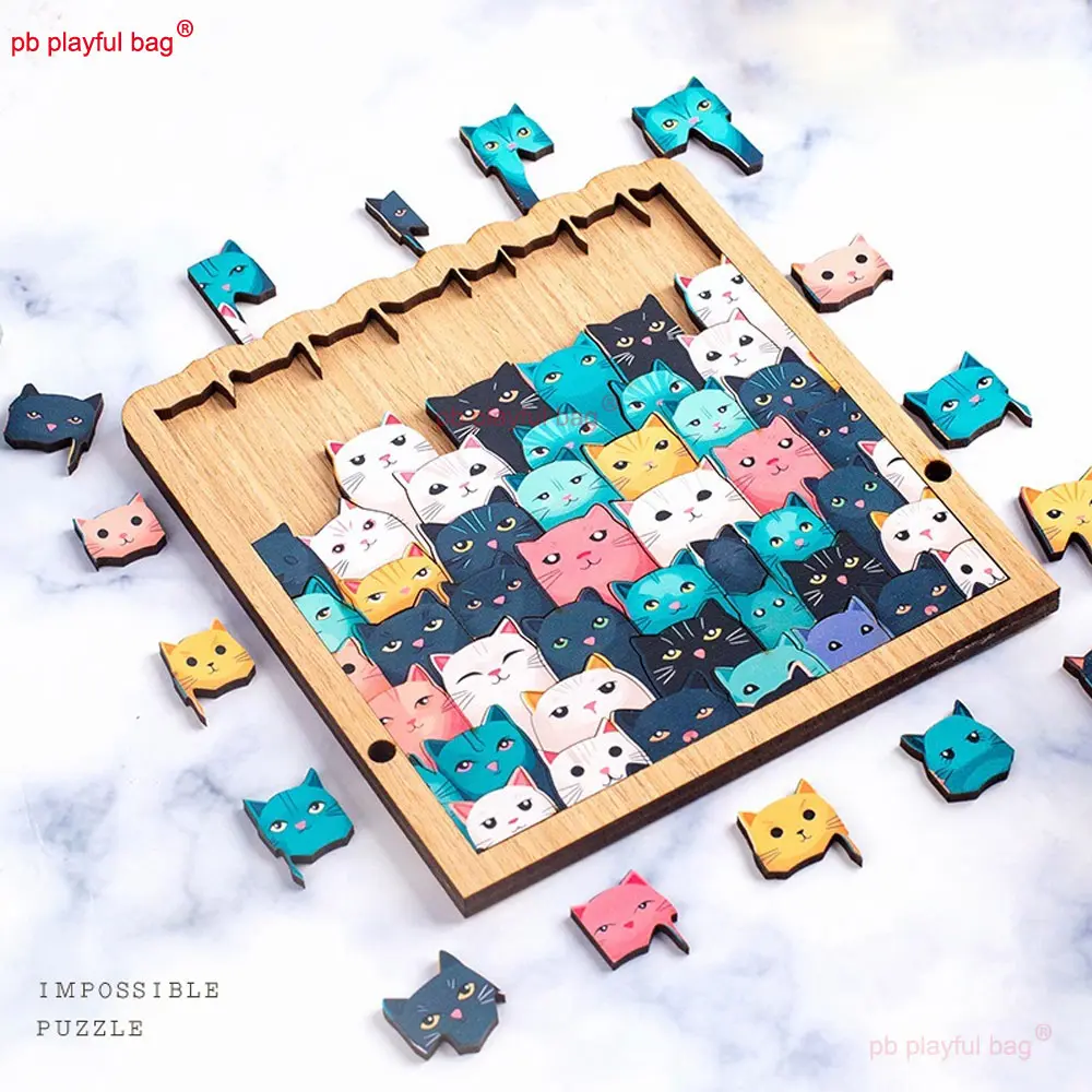 Cartoon Colorful Cat Jigsaw Puzzle Christmas Gifts High Difficulty Adult Puzzle Irregular Wood Puzzle Fun Children Toys UG359