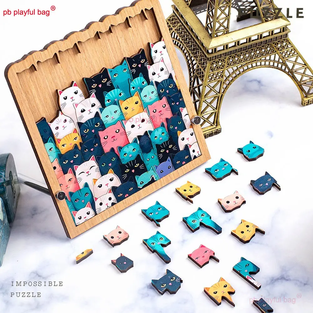 Cartoon Colorful Cat Jigsaw Puzzle Christmas Gifts High Difficulty Adult Puzzle Irregular Wood Puzzle Fun Children Toys UG359