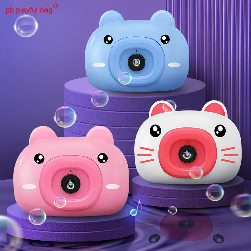 Electric Cartoon Bubble Camera Animal Pig Tiger Model Light Music Automatic Bubble Machine Children's Toys Summer Gifts ZG157