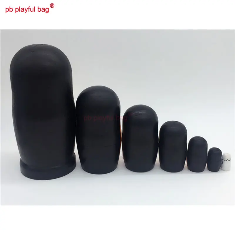 Seven Layer Penguin Russian Nesting Doll Painted Handmade Wooden Kids Toy Sets Couple Christmas Gift Home Decoration HG46