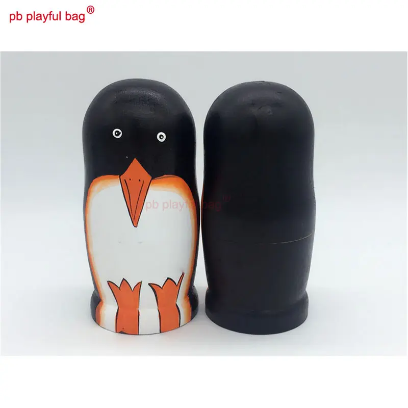 Seven Layer Penguin Russian Nesting Doll Painted Handmade Wooden Kids Toy Sets Couple Christmas Gift Home Decoration HG46