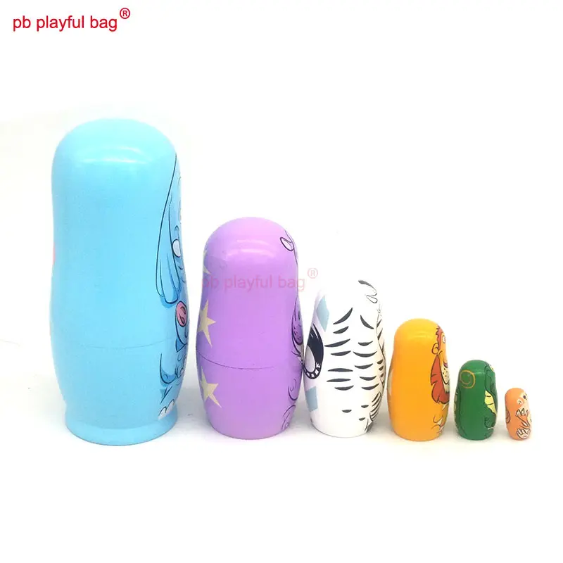 Six Layer Elephant Russian Dolls Animal Toy Set Christmas Birthday DIY Gift Wooden Crafts Decoration Russian Nesting Doll HG77