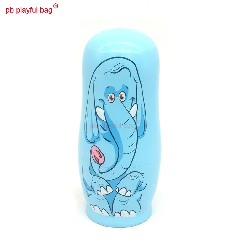 Six Layer Elephant Russian Dolls Animal Toy Set Christmas Birthday DIY Gift Wooden Crafts Decoration Russian Nesting Doll HG77