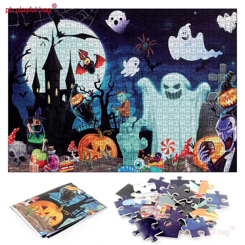 1000 Pieces Paper Puzzle Halloween Pumpkin Skull Gloomy Castle Adult Release stress Puzzle Toy Kids Halloween Gift UG282