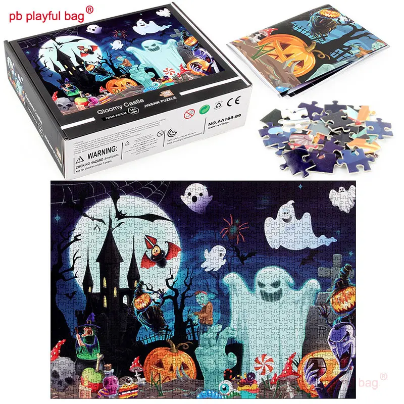 1000 Pieces Paper Puzzle Halloween Pumpkin Skull Gloomy Castle Adult Release stress Puzzle Toy Kids Halloween Gift UG282