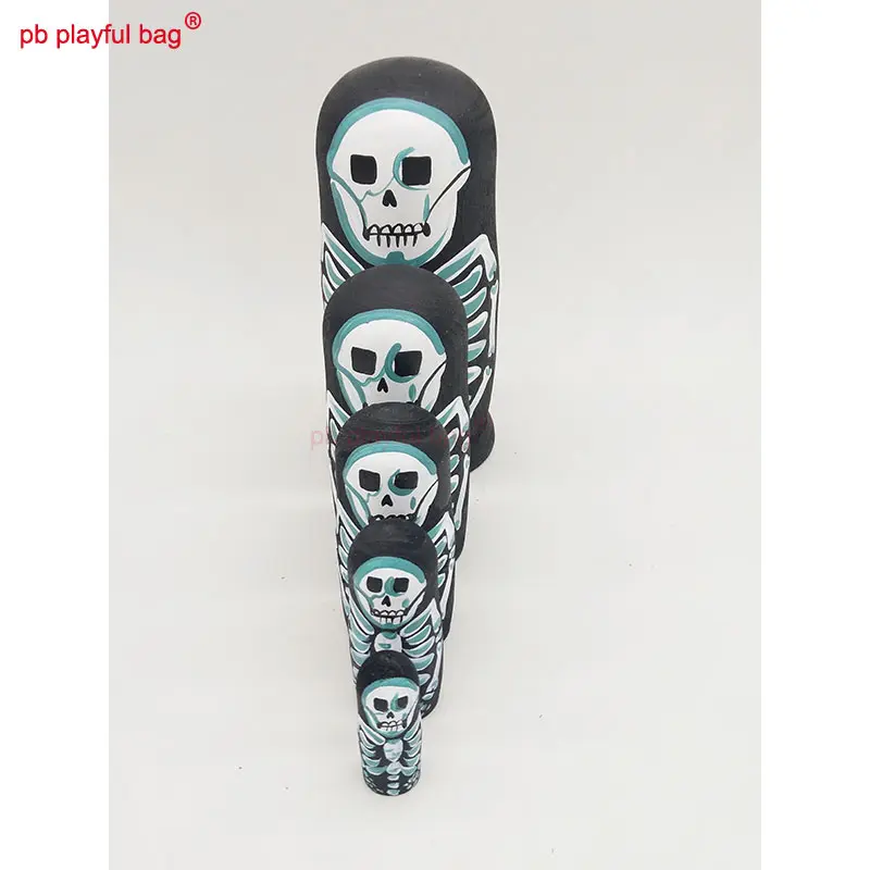 Fun Five Layers Skeleton Russian Dolls Set Wooden Toy Crafts Nesting Doll Christmas Gift Home Decoration Kids Toys WG10