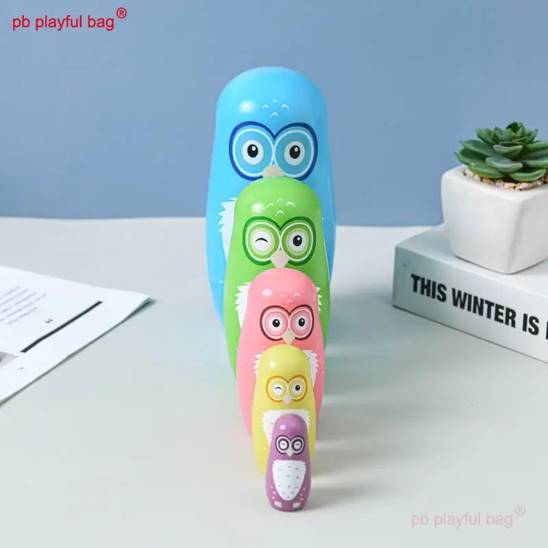 Creative Hand Drawn Crafts Five Layer Wooden Russian Dolls Animal Owl Series Childre's Toys Russian Nesting Doll Gift HG188