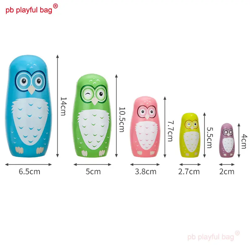 Creative Hand Drawn Crafts Five Layer Wooden Russian Dolls Animal Owl Series Childre's Toys Russian Nesting Doll Gift HG188