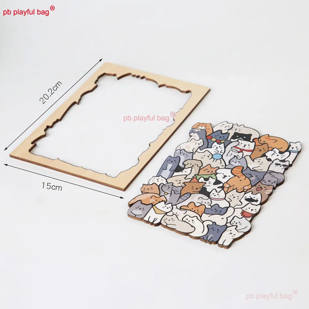 Wooden Animal Jigsaw Puzzle Toys 50 Cats Dog Panda Picture Frame Puzzle Release Pressure Kids Christmas Gift Ornaments UG370
