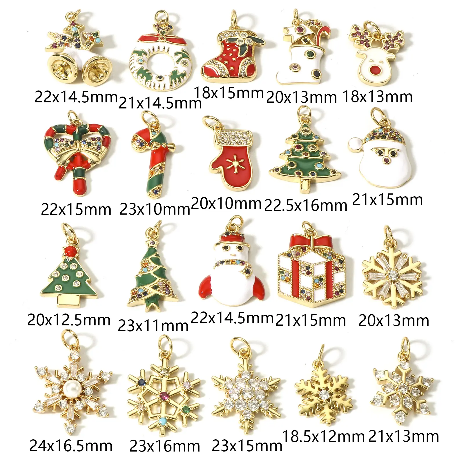 1 Piece Copper Christmas Charms Enamel Santa Giftbox Christmas tree Pendants For Jewelry Making Diy Necklace Earring Findings