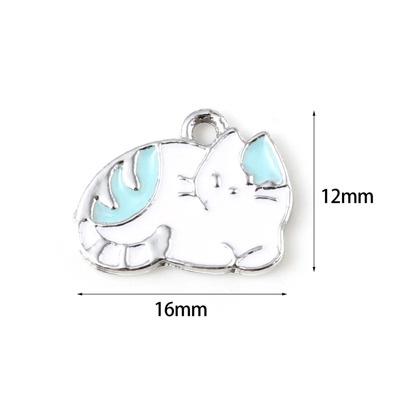 10PCs Cute Sleeping Cat Charms Pendant For Women Necklace Making Zinc Based Alloy Charms Multicolor Animal Enamel Charms Pendant