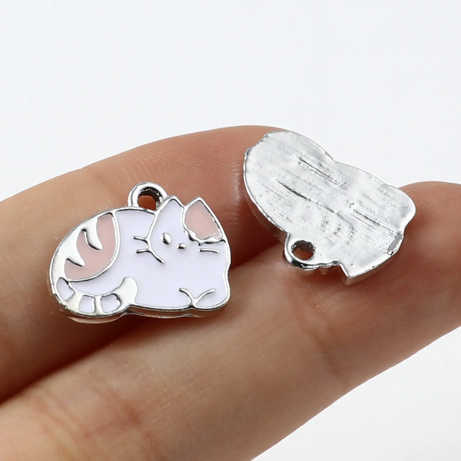 10PCs Cute Sleeping Cat Charms Pendant For Women Necklace Making Zinc Based Alloy Charms Multicolor Animal Enamel Charms Pendant