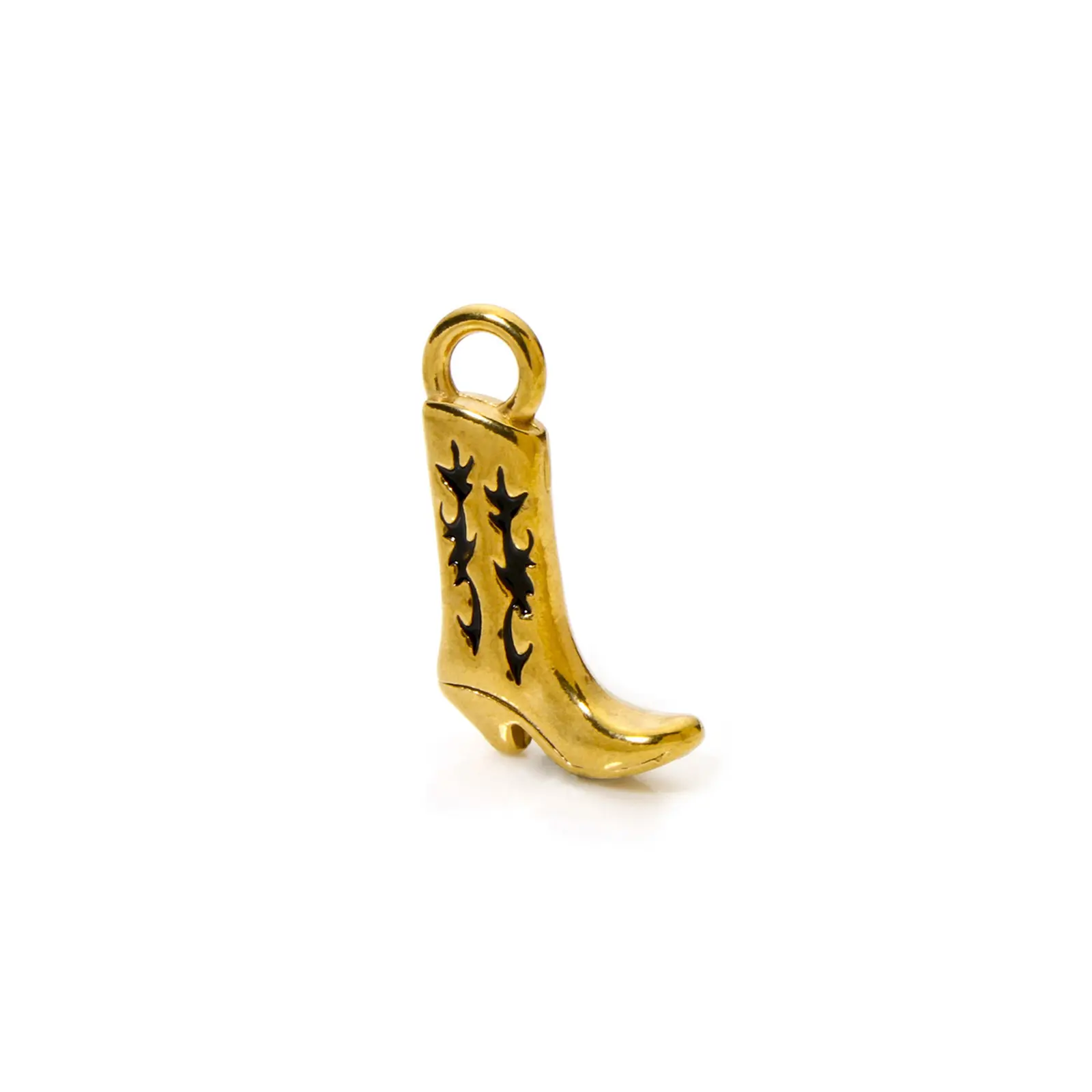 1 Piece 304 Stainless Steel West Cowboy Charms 18K Gold Plated Boots Enamel Pendants For DIY Necklace Jewelry Making 21mm x 13mm