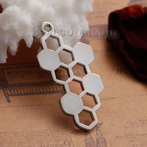 Zinc Alloy 3D Pendants Honeycomb Gold Color/Rose Gold Color/Silver Color Bee Carved Hollow Charms For DIY Jewelry Making,10 PCs