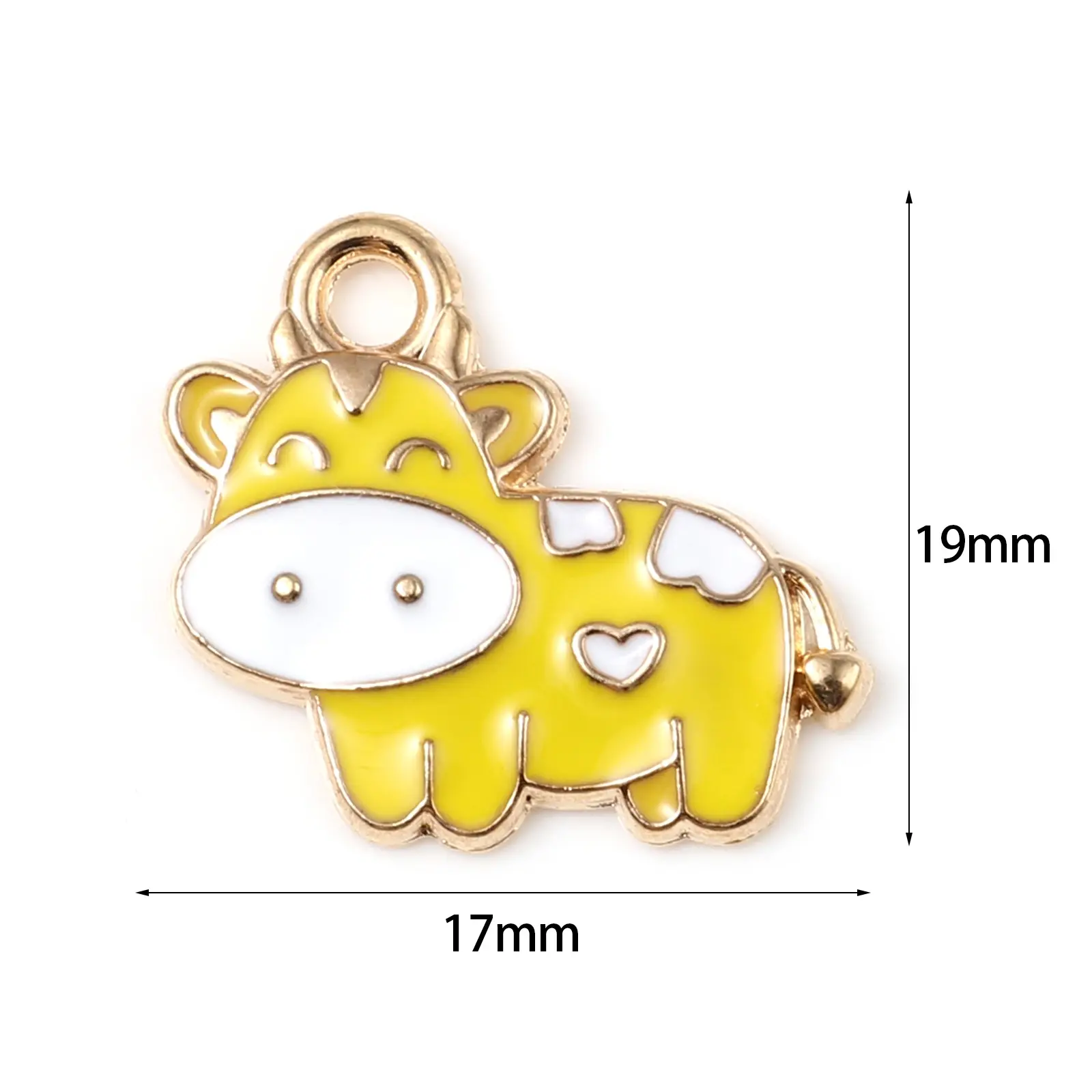 10 PCs Cute Animal Series Charms Pendant For Necklace Making Zinc Based Alloy Charms Milk Cow Animal Enamel Charms 19mm x 17mm