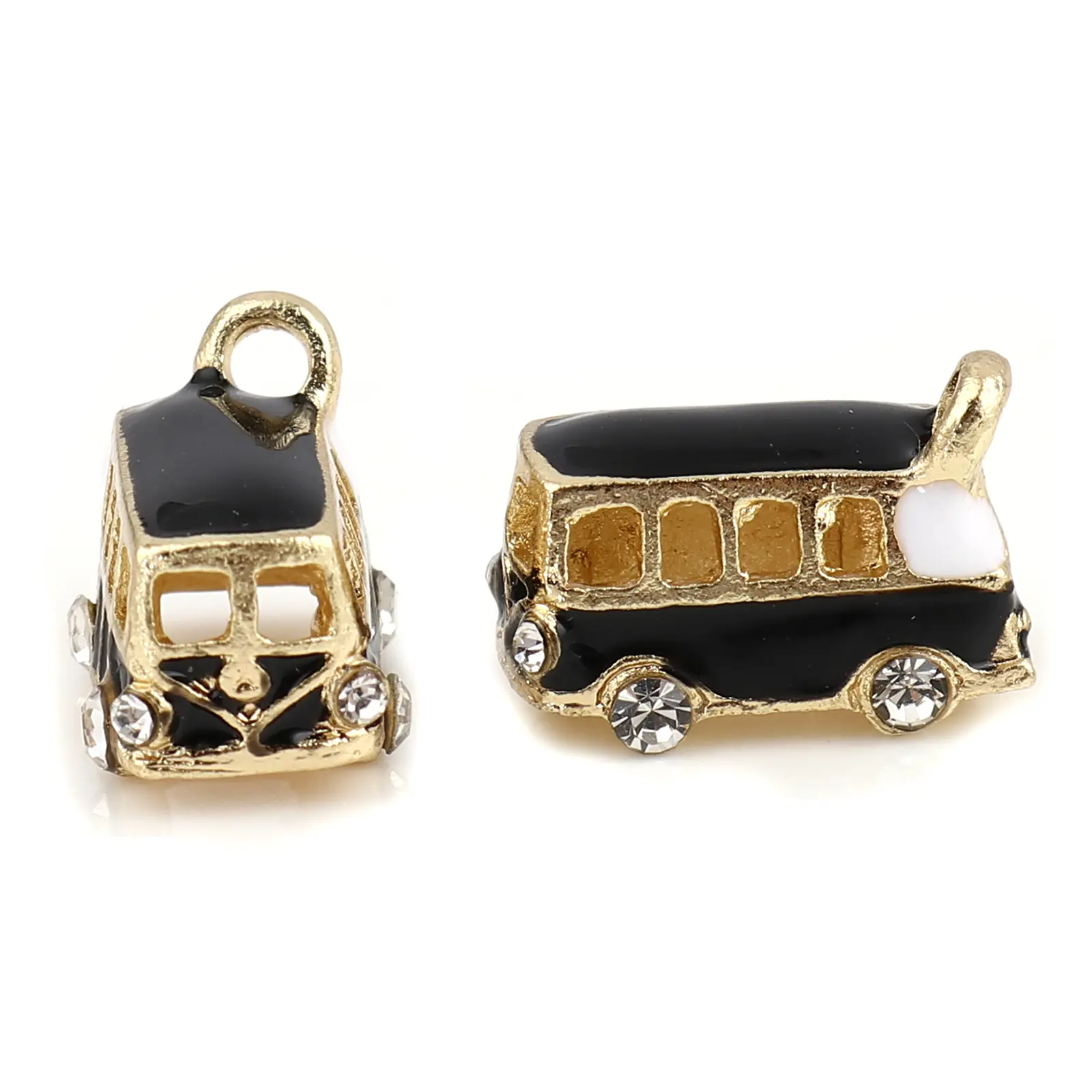 2 Piece Zinc Based Alloy Travel Metal Charms Bus Enamel Pendant Cartoon Car Series For DIY Hademake Jewelry Findings 18x13mm