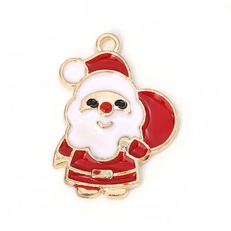 Zinc Alloy Charms Christmas Santa Claus Wreath Bowknot Reindeer Candy Cane Gloves Snowflake Enamel Pendants DIY Jewelry,10 PCs