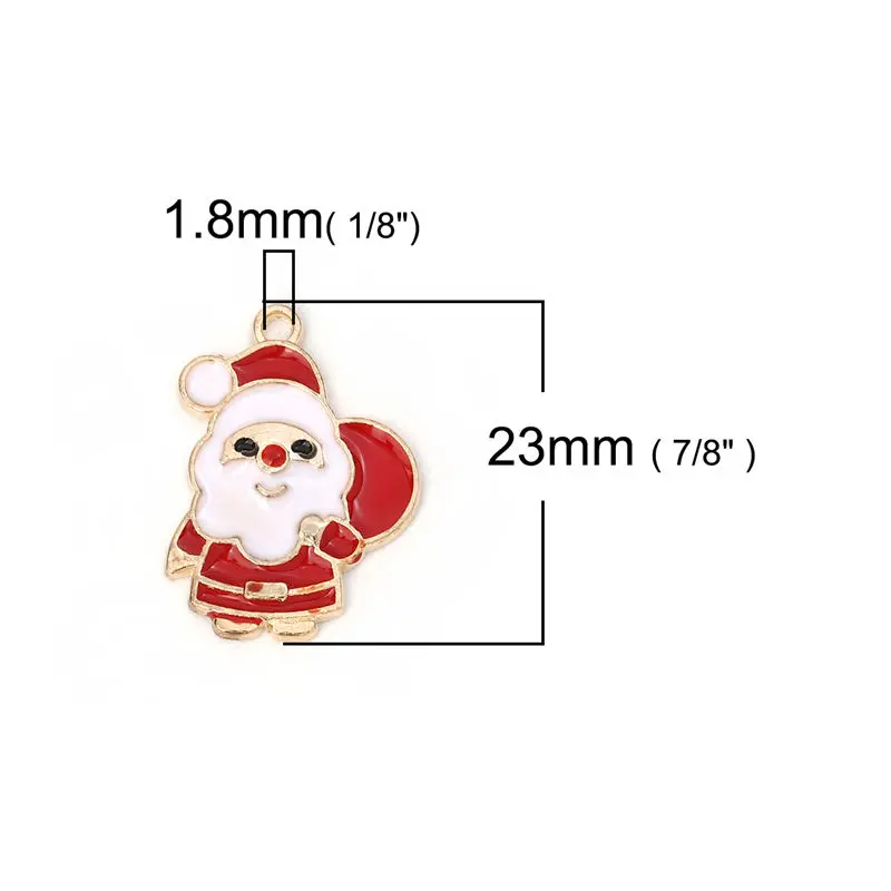 Zinc Alloy Charms Christmas Santa Claus Wreath Bowknot Reindeer Candy Cane Gloves Snowflake Enamel Pendants DIY Jewelry,10 PCs