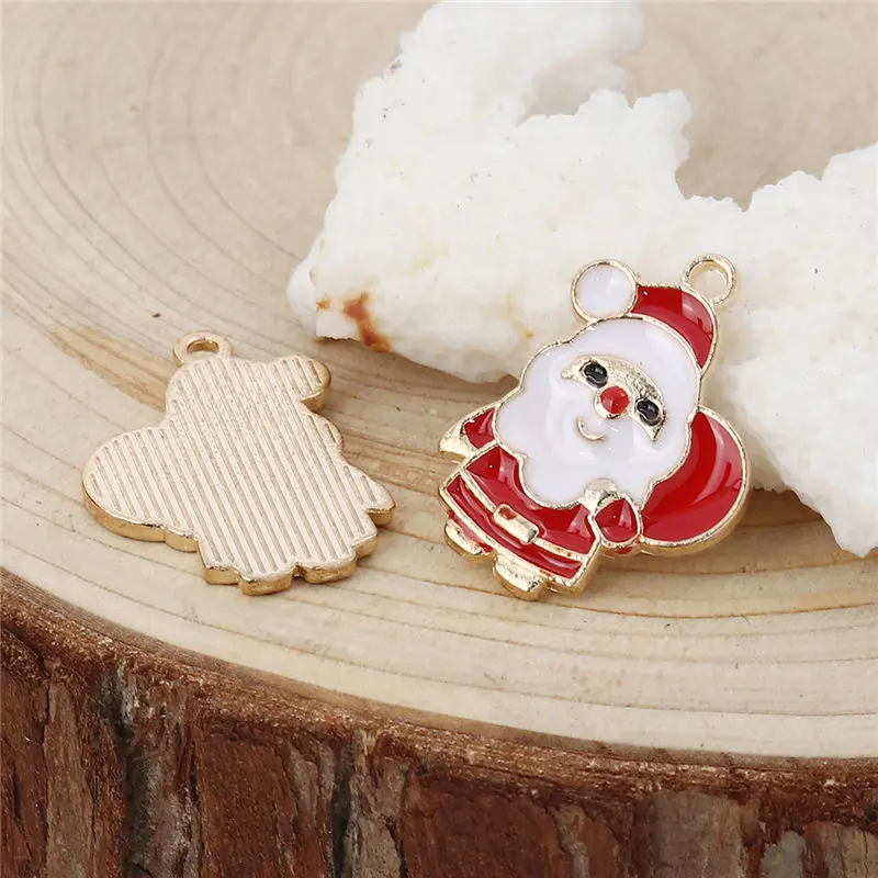 Zinc Alloy Charms Christmas Santa Claus Wreath Bowknot Reindeer Candy Cane Gloves Snowflake Enamel Pendants DIY Jewelry,10 PCs
