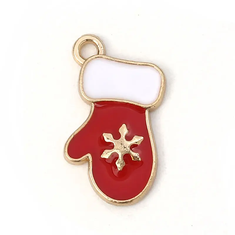 Zinc Alloy Charms Christmas Santa Claus Wreath Bowknot Reindeer Candy Cane Gloves Snowflake Enamel Pendants DIY Jewelry,10 PCs