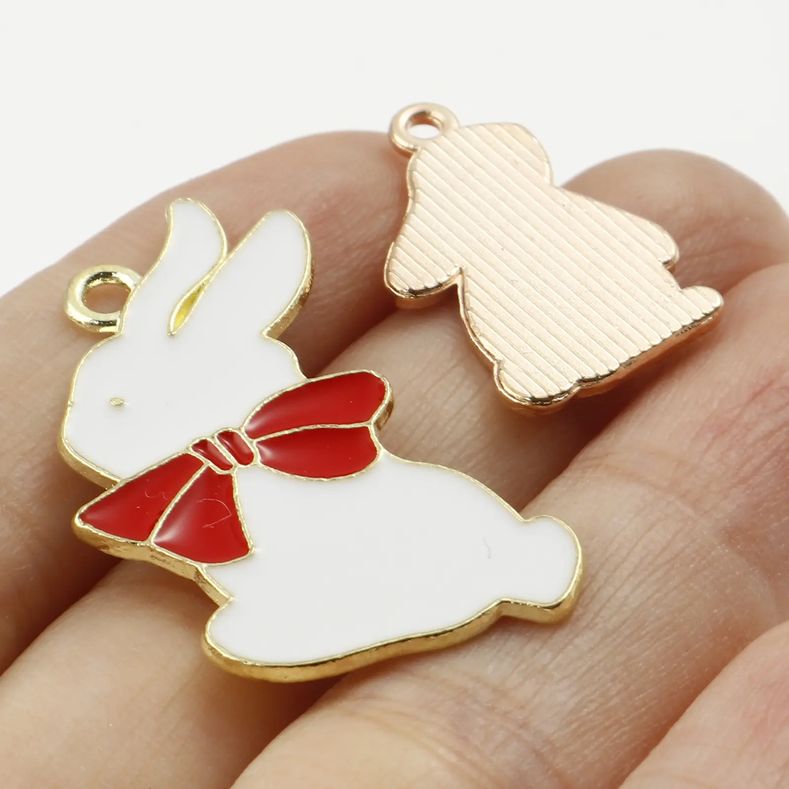 5PCs Enamel Cartoon Animal Rabbit Duck Charms Gold Color Metal Pendants DIY Making Necklace Bracelets Earrings Jewelry Findings