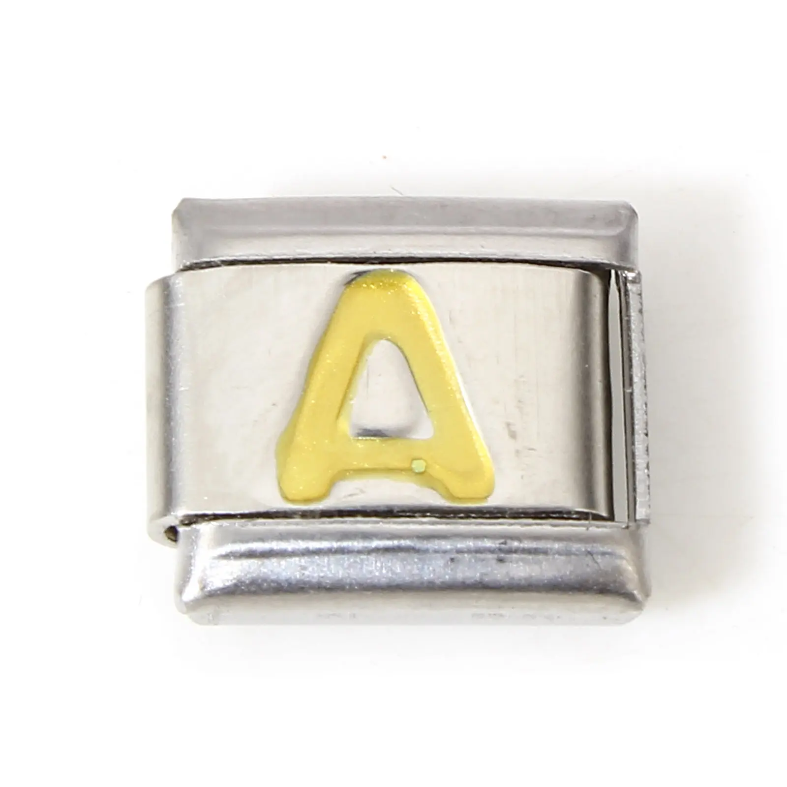 1 Piece Gold Color Enamel 26 Letter A-Z Charms Italian Links Fit 9mm Stainless Steel Bracelet Making Diy Jewelry Accessories