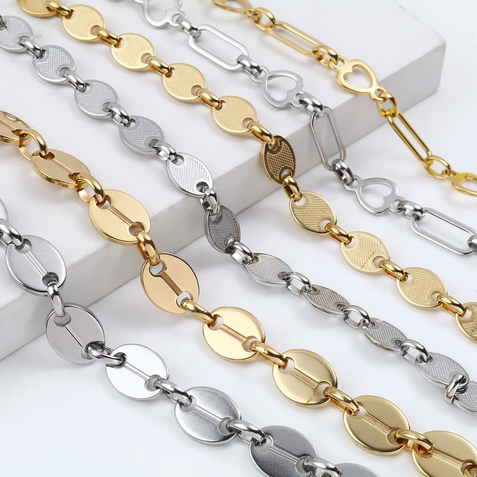 New Stainless Steel Bracelets For Women Men Oval Heart Lobster Clasp Chian Bracelet on the hand Jewelry Accessories 18-19cm long