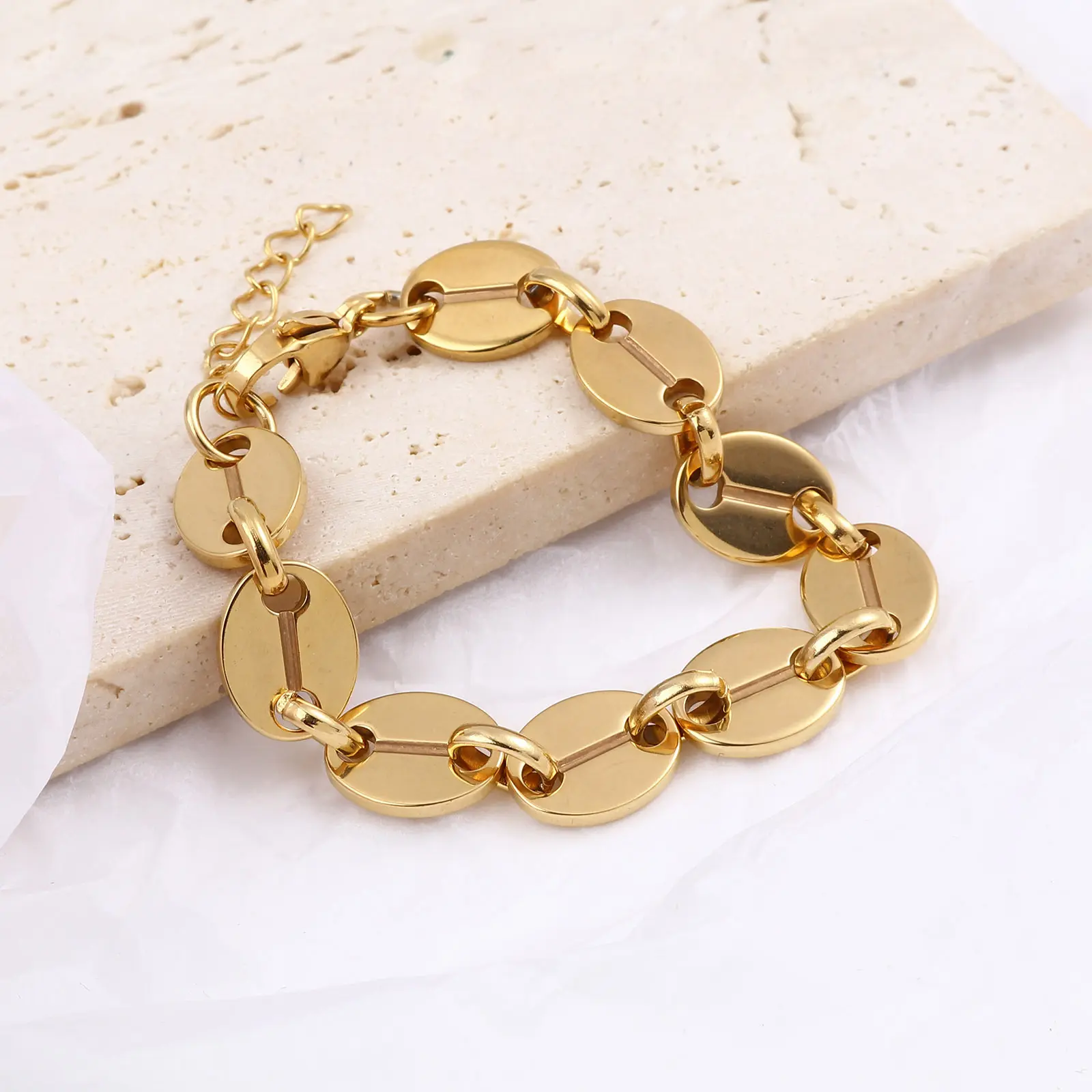 New Stainless Steel Bracelets For Women Men Oval Heart Lobster Clasp Chian Bracelet on the hand Jewelry Accessories 18-19cm long