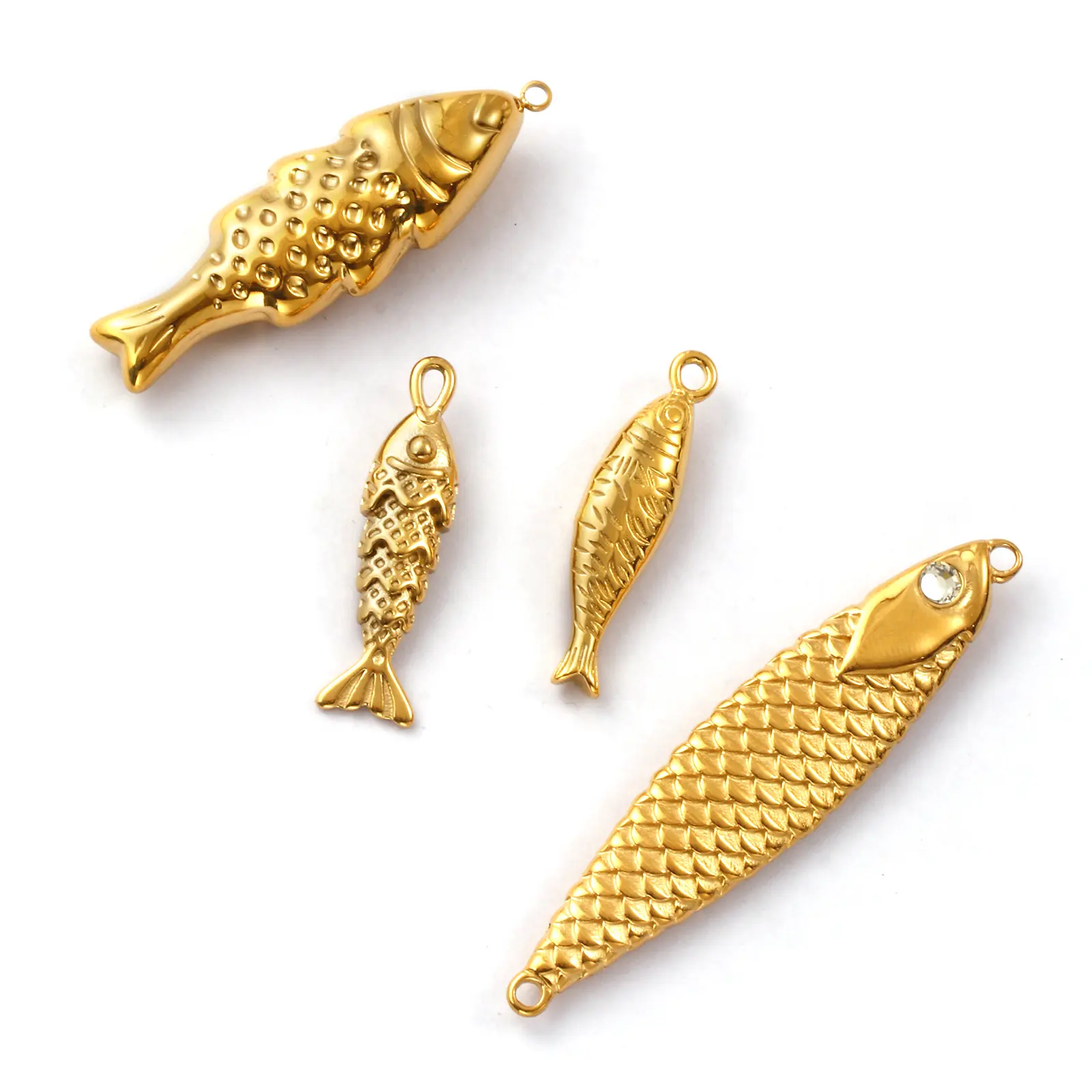1 Piece 304 Stainless Steel Ocean Jewelry Charms 18K Gold Plated Fish Animal 3D Pendant For DIY Necklace Jewelry Making Findings
