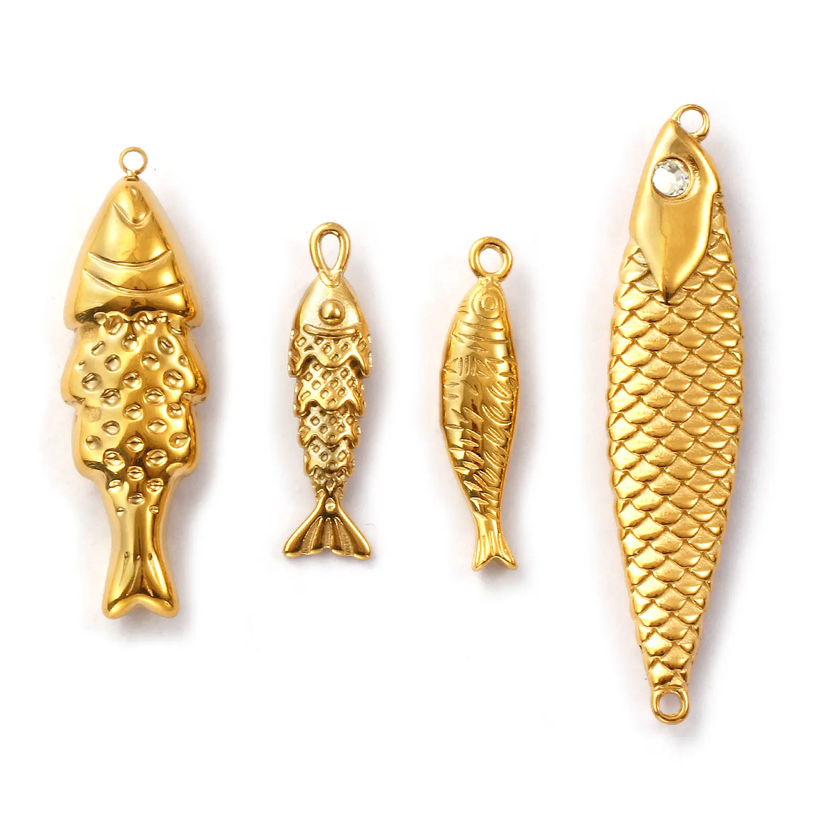 1 Piece 304 Stainless Steel Ocean Jewelry Charms 18K Gold Plated Fish Animal 3D Pendant For DIY Necklace Jewelry Making Findings