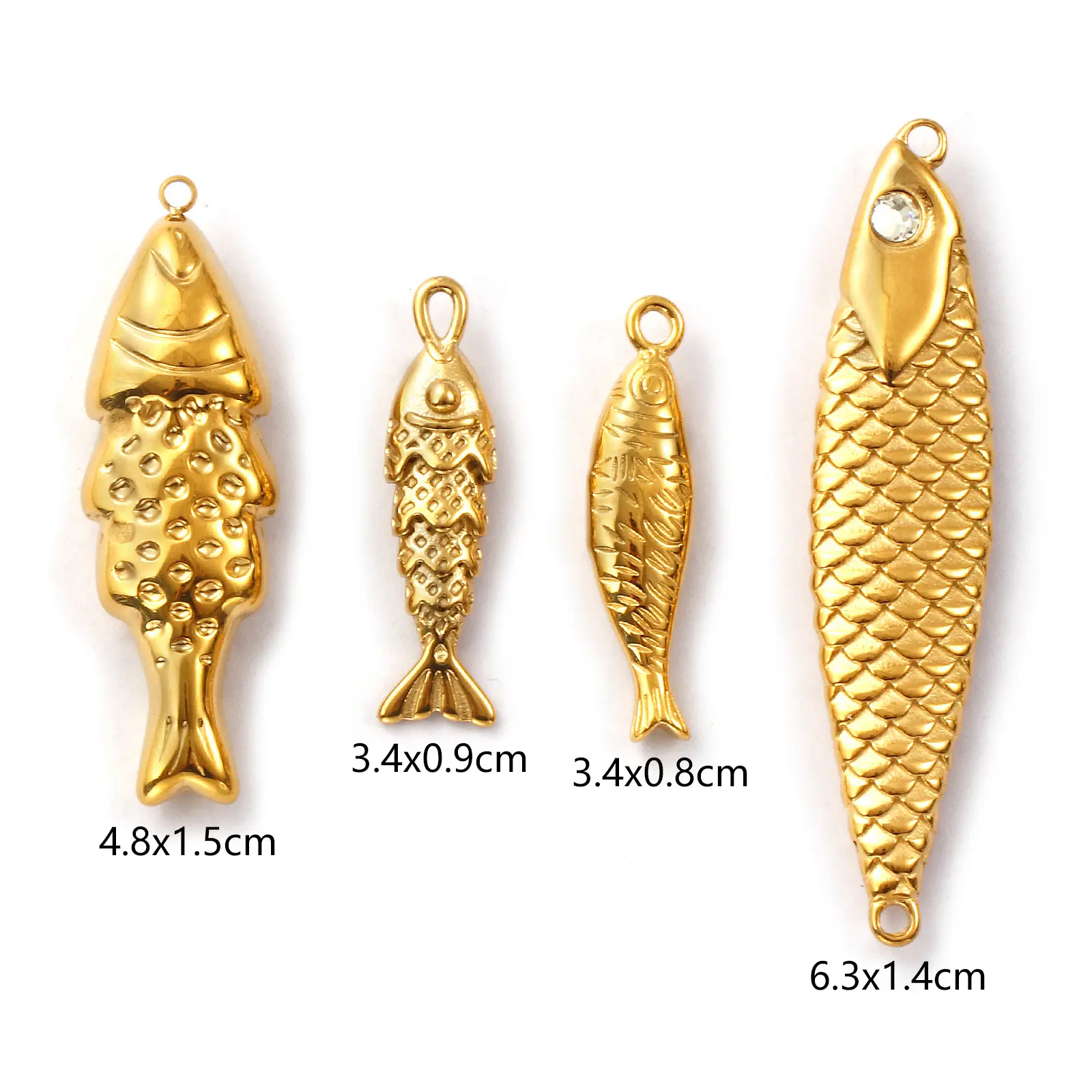 1 Piece 304 Stainless Steel Ocean Jewelry Charms 18K Gold Plated Fish Animal 3D Pendant For DIY Necklace Jewelry Making Findings