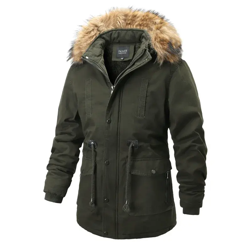 Men Hooded Fur Collar Winter Jackets Fleece Warm Long Jackets Warm Parkas High Quality Male Outdoors Casual Down Jackets 3XL