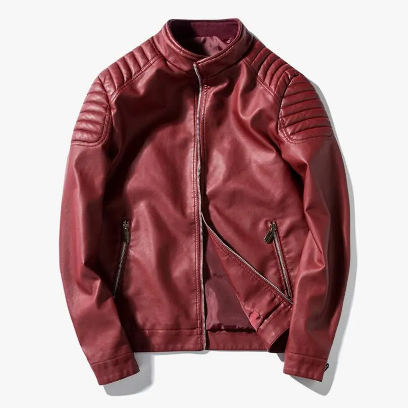 Men Slim Leather Jackets And Coats New Fashion Spring Autumn PU Leather Coats Male Solid Casual Thin Leather Coats Size 4XL