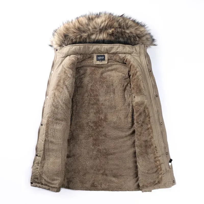 Men Hooded Fur Collar Winter Jackets Fleece Warm Long Jackets Warm Parkas High Quality Male Outdoors Casual Down Jackets 3XL
