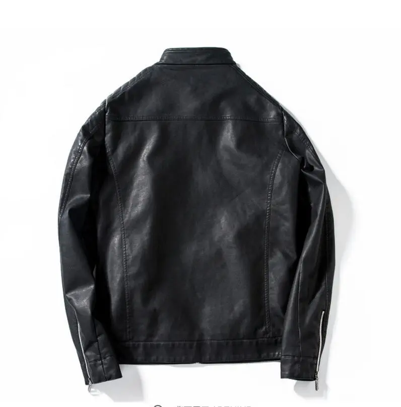 Men Slim Leather Jackets And Coats New Fashion Spring Autumn PU Leather Coats Male Solid Casual Thin Leather Coats Size 4XL