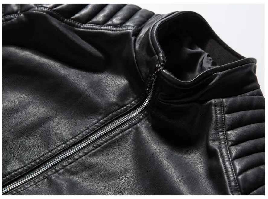 Men Slim Leather Jackets And Coats New Fashion Spring Autumn PU Leather Coats Male Solid Casual Thin Leather Coats Size 4XL