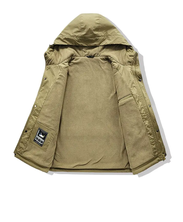 New Winter Men Hooded Multiple Pockets Cargo Down Jackets High Quality Male Fleece Warm Winter Loose Coats Casual Parkas Size 5X