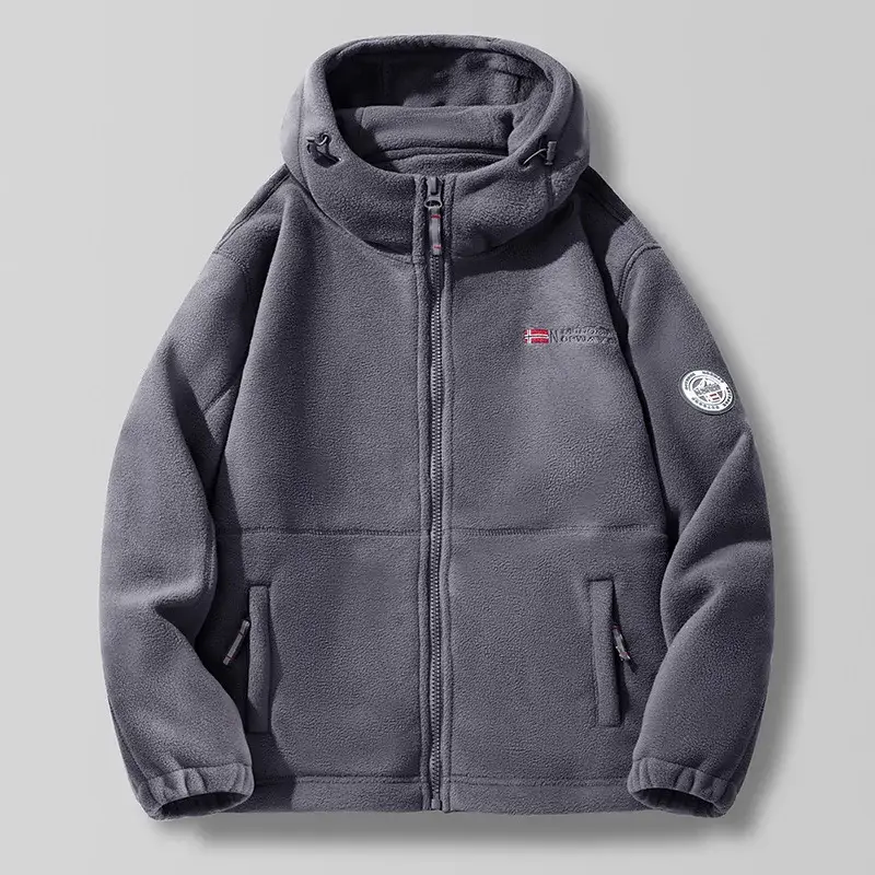 New Winter Men Hooded Polar Fleece Jackets Warm Coats High Quality Men Outdoors Winter Coats Fashion Loose Down Jackets Size 3XL