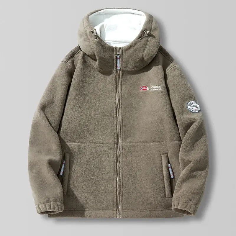 New Winter Men Hooded Polar Fleece Jackets Warm Coats High Quality Men Outdoors Winter Coats Fashion Loose Down Jackets Size 3XL