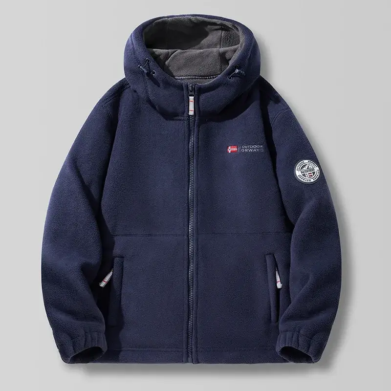 New Winter Men Hooded Polar Fleece Jackets Warm Coats High Quality Men Outdoors Winter Coats Fashion Loose Down Jackets Size 3XL