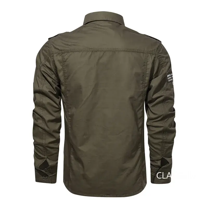 Men Military Multi-pocket Tooling Shirts Male Cotton Outdoor Casual Shirts Good Quality Man Large Size Solid Long-sleeved Shirts