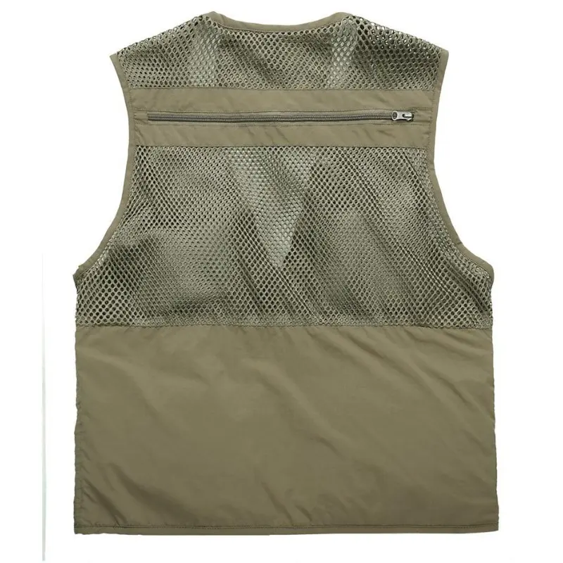 Men Outdoor Large Pockets Multifunctional Cargo Vests New Summer Male Thin Mesh Breathable Waistcoats Fishing Sleeveless Vests 6