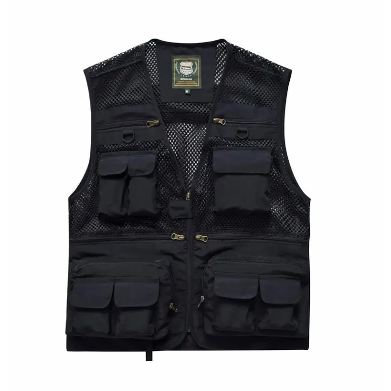 Men Outdoor Large Pockets Multifunctional Cargo Vests New Summer Male Thin Mesh Breathable Waistcoats Fishing Sleeveless Vests 6