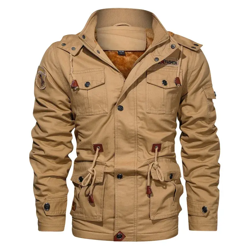 Men's Hooded Winter Jackets And Coats Fleece Warm Coats Thermal Thicker Outerwear Male Military Jackets Warm Parkas Size 6XL