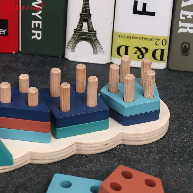 Wooden Caterpillar Montessori Toy Wooden Building Blocks Early Learning Educational Shape Matching Kids Puzzle Toys UG301