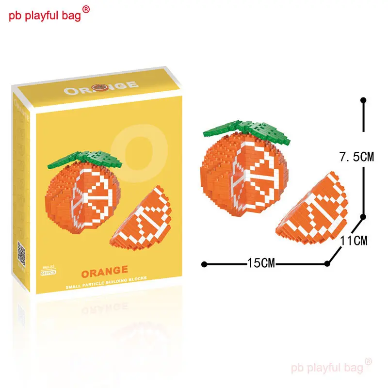 PB Playful Bag Fruit building block series Apples and oranges Micro particle assembly decoration Children's Toys gift UG270