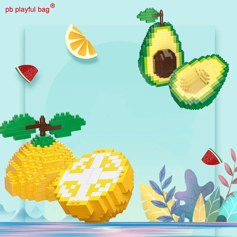 PB Playful Bag Fruit building block series Apples and oranges Micro particle assembly decoration Children's Toys gift UG270