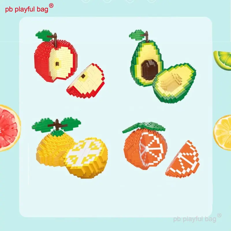 PB Playful Bag Fruit building block series Apples and oranges Micro particle assembly decoration Children's Toys gift UG270